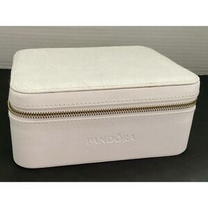 Pandora white floral travel jewelry organizer case Zipper Closure Box